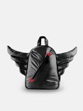 7 AM enfant Black Winged Backpack with Red Accents NWT puffer nylon